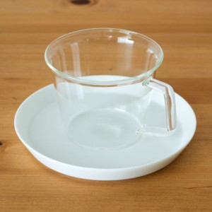 コーヒーカップ＆ソーサー 耐熱ガラス 磁器製受け皿 220ml 電子レンジOK ガラスのみ 食器 ティーカップ コップ マグカップ ガラス製