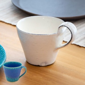 マグカップ 信楽焼 カップ ブルー ホワイト 焼物 割れ粉引 青 和 ドリンク 日本製 丸十製陶 マグ コップ 食器 陶器 おしゃれ