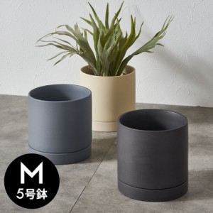 植木鉢 陶器 マット 5号鉢 受皿 底穴あり 中型 Mサイズ 約 W 15cm D 15cm H 14.5cm ブラック ブルー アイボリー 鉢カバー プランターポッ