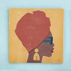 アートパネル 女性 横向き キャンパス パネル 約 W 50cm D 50cm H 2.7cm アフリカン アート キャンパスアート ファブリック調 絵画 壁掛