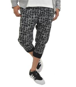 スウェットパンツ クロップドパンツ 総柄 ジャージ 下 ウエストゴム