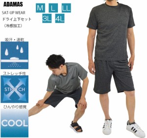 上下セット メンズ 大きいサイズ 3L 4L 半袖Tシャツ＋ハーフパンツ セットアップ 夏用 トレーニングウェア ひんやり 冷感 吸汗 速乾 スト