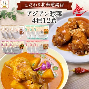 レトルト食品 北海道素材 アジアン 惣菜 おかず 4種12食 詰め合わせ セット 【 送料無料 沖縄以外】 南華園 常温保存 レトルトカレー 中