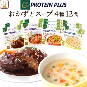 レトルト 惣菜 からだシフト プロテイン プラス スープ ハンバーグ おかず 4種12食 詰め合わせ セット 【 送料無料 沖縄以外】 三菱食品 