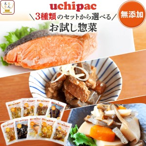 レトルト食品 常温 お試し 惣菜 おかず 内野家 uchipac 3種類の セット から 選べる 3食 詰め合わせ 【 メール便 送料無料 】 レトルト 