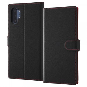 送料無料 Galaxy Note10+ 手帳型 ケース ソフト 黒 赤 マグネット ブラック レッド