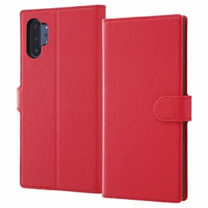 送料無料 Galaxy Note10+ 手帳型 ケース ソフト 赤 マグネット レッド