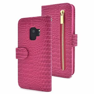 送料無料 Galaxy S9 ケース 手帳型 ピンク クロコダイル ワニ柄 革 オシャレ シンプル pink レザー ギャラクシー
