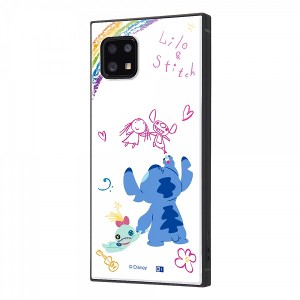 AQUOS sense6 『ディズニーキャラクター』 耐衝撃ハイブリッドケース KAKU 『リロ＆スティッチ 落書き』 ホワイト かわいい 衝撃吸収 ス