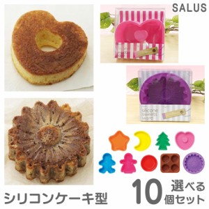 SALUS シリコンケーキ型 5種／10個セット 約12cm ケーキ型枠 焼き型 冷凍 耐熱 レンジ オーブン お菓子作り 送料無料