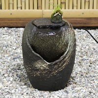 陶器 【送料無料】 き泉水電動つくばい つくばい 循環 水琴窟 水流 蹲 筧 かけひ すいきん 箱信楽焼 おしゃれ 和風【手作り】