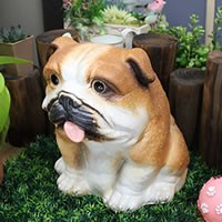 陶器 イヌ  置物 ブルドック置き物 ブルドッグ 犬  置物 いぬ  ガーデニング 信楽焼 おしゃれ 和風【手作り】