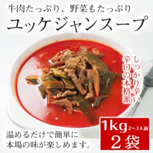 プロが選んだ・辛口ビーフユッケジャン１kg×２袋セット（約2〜3人前） 【常温・冷蔵・冷凍可】【送料無料】