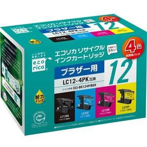 インク エコリカ カートリッジ ECI-BR124P／BOX LC124PK互換 リサイクルインク 4色パック(B／C／M／Y)