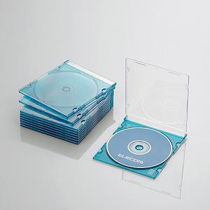 エレコム CCD-JSCS10CBU Blu-ray／DVD／CDケース(スリム／PS／1枚収納) クリアブルー