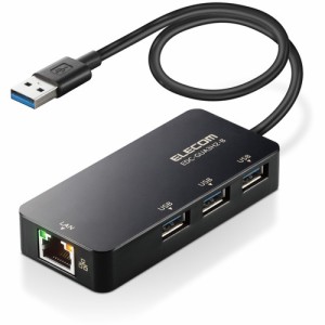 エレコム EDC-GUA3H2-B LANアダプター 有線 タイプA Giga USBハブ付 (USB-A×3【Windows Mac対応】 ブラック 