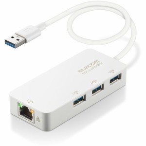 エレコム EDC-GUA3H2-W LANアダプター 有線 タイプA Giga USBハブ付 (USB-A×3)【Windows Mac対応】 ホワイト 