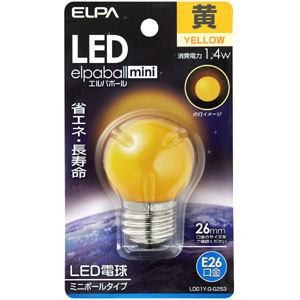 LDG1Y-G-G253 「エルパボールミニ」 LED電球 口金E26 イエロー