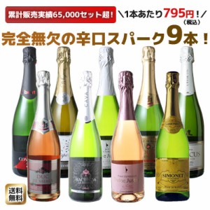 【送料無料】ワインセット スパークリング ワイン 9本 セット 1本あたり795円(税抜723円) 辛口 カヴァ入 シャンパン製法入 御祝 誕生日 