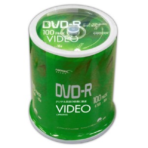 HI-DISC  ハイディスク DVD-R 4.7GB 16倍速 100枚 スピンドル ビデオ用 VVVDR12JP100 (2446638)