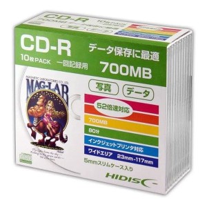 HI-DISC  ハイディスク CD-R 52倍速 データ用 スリムケース入り 10枚 HDCR80GP10SC (2558767)