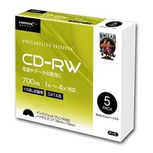 HI-DISC  ハイディスク CD-RW 4倍速 繰り返しデータ用 スリムケース入り5枚パック HDCRW80YP5SC (2558770)