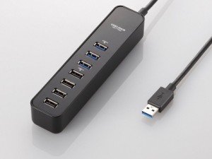 ELECOM  エレコム マグネット付きUSB 3.0ポート搭載7ポートUSBハブ U3H-T706SBK  ブラック (2344385)  代引不可 送料無料