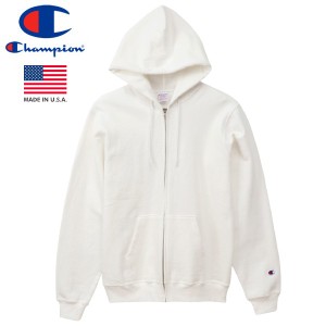 CHAMPION FZ HOODED SWEATSHIRT 【MADE IN U.S.A.】 チャンピオン フルジップスウェットパーカー 9oz WHITE c5-q101-010