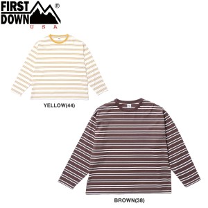 FIRST DOWN BAGGY TEE L/S COTTON BORDER JERSEY ファーストダウン ボーダージャージー 長袖Ｔシャツ メンズ レディース BRONW YELLOW 2