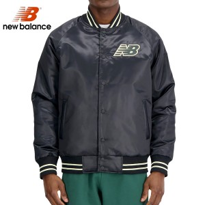 NEW BALANCE ATHLETICS VARSITY SATIN BOMBER JACKET ニューバランス 薄中綿 サテンボンバージャケット メンズ BLACK ブラック mj33550