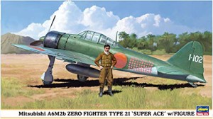 ハセガワ 1/48 三菱A6M2b 零戦21型「撃墜王w/フィギア」(中古品)