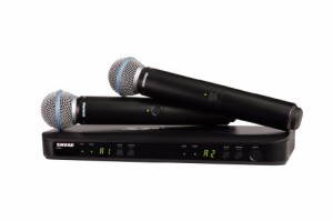 SHURE ワイヤレスマイク BLXデュアルチャンネル ハンドヘルド型 ワイヤレス(中古品)