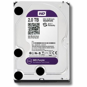 WD HDD 内蔵ハードディスク 3.5インチ 2TB WD Purple 監視カメラ用 WD20PUR(中古品)