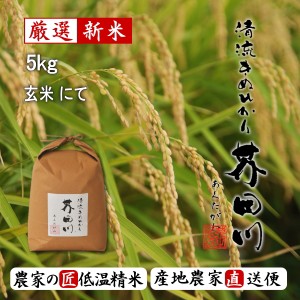 新米予約 令和6年産 米 5kg 送料無料 玄米 清流きぬひかり芥田川 石抜処理済 玄米食 生産農家直送 5キロ 贈答 お米ギフト 贈り物 