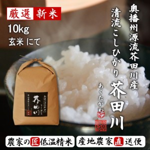 新米予約 令和6年産 新米 10kg 送料無料 玄米にて 奥播州源流芥田川産こしひかり芥田川 きらきら光るコシヒカリ 生産農家直送 石抜処理済