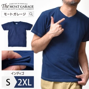 Vネック Tシャツ メンズ 半袖 国産 本藍染 | S~2XL 全1色 インディゴ アメカジ トップス カットソー 大きいサイズ 日本製 ブランド スマ