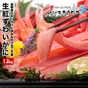 カニ かに 蟹 生食可 カット済み 生 紅ずわいがに 1kg 総重量1.2kg 化粧箱入 お刺身OK ずわいがに かにしゃぶ 刺身 足 ギフト 送料無料 