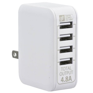 ACアダプター USB電源タップ(4ポート/4.8A/ホワイト) (MAV-AU48-W)