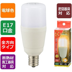 LED電球 T形(小形60形相当/805lm/電球色/E17/全方向270°/密閉形器具対応/断熱材施工器具対応) (LDT6L-G-E17 IG92)