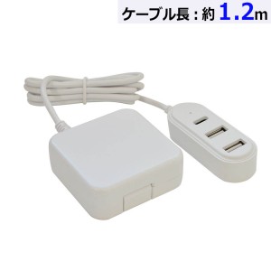 ラスタバナナ AC充電器(USB Type-C×1、USB-A×2/1.2m/ホワイト) (R12AC2A1C3A01WH)