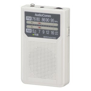 ポケットラジオ(電池長持ち154時間/2WAY出力/モノラル受信/ワイドFM/片耳イヤホン付属/単4形×2本使用/ホワイト) (RAD-P136N-W)