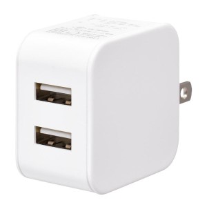 AC充電器(USB Type-A×2/AC100V〜240V対応/最大出力12W 2.4A/ホワイト) (MAV-AUA12W-W)