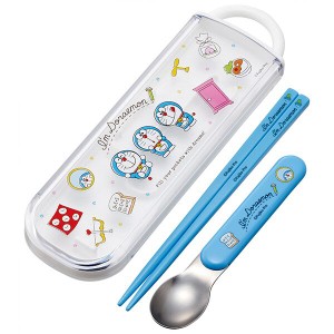 I'm Doraemon ラインデザイン 抗菌 食洗機対応 スライド式箸スプーンコンビセット スケーター