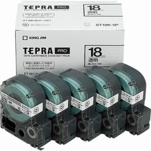 [キングジム] 「テプラ」PROテープカートリッジ エコパック(5個入り) テープ幅:18mm テープ色:透明 ST18K-5P