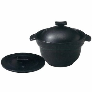 三陶 萬古焼 炊飯鍋 黒マット1合炊きご飯釜 ブラック 16x9.5cm 500cc 09036(中古品)