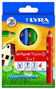 【中古】リラ LYRA 文具 色鉛筆 三角グリップ クレヨン 水彩色鉛筆 美しい発色 グルーヴトリプルワン 6色セット