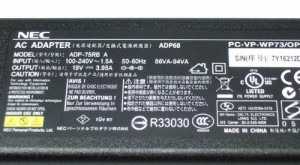 【中古】 NEC 純正 電源 ACアダプター PC-VP-WP73 19V 3.95A