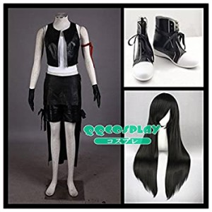 【中古】コスプレ衣装+ウイッグ+靴 ファイナルファンタジーVII FFVII、FF7 ティファ・ロックハート (Tifa Lockhart) cosplay