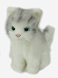 【中古】日本製リアル 猫のぬいぐるみ 子猫26cm 座り%カンマ% トラグレーS