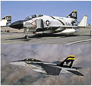 【中古】 ハセガワ 1/72 飛行機シリーズ アメリカ海軍 F-4J ファントム2& F/A-18F スーパーホーネット ジョリー ロジャース プラモデル S